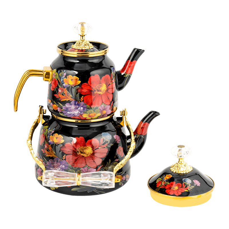 TK618 Turkish Floral Enamel Teapot Set