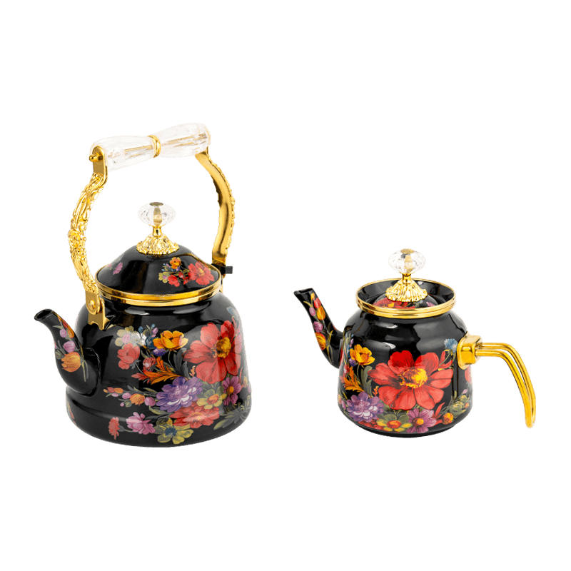 TK618 Turkish Floral Enamel Teapot Set