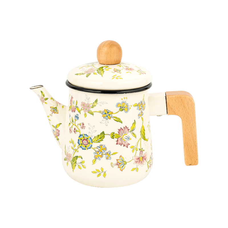 TK608 Turkish Enamel Tea Kettle With Wooden Handle