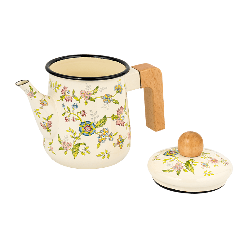 TK608 Turkish Enamel Tea Kettle With Wooden Handle