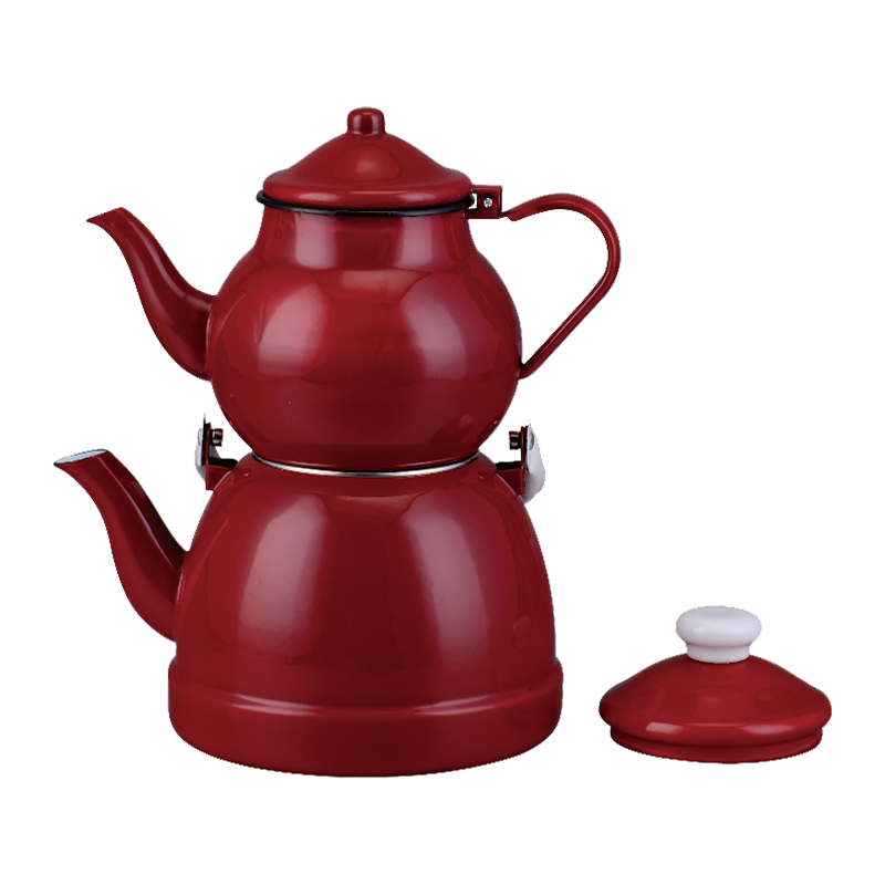 TK602 Turkish Red Enamel Teapot Set